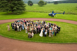 Weddings - The Wedding Party in front of the Robinson R44 Raven I